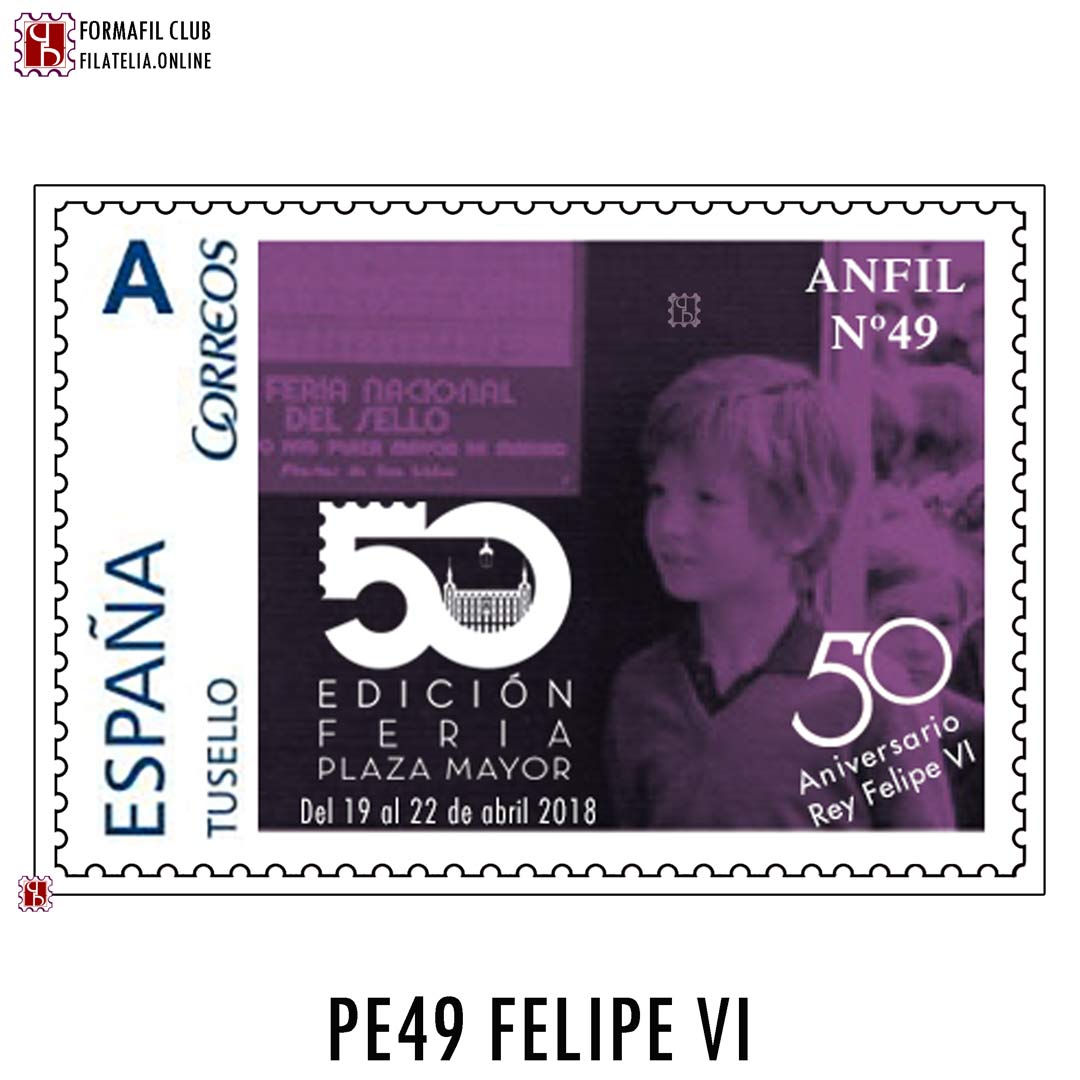 PE49 sello personalizado Anfil 49 Rey Felipe VI 50 aniversario
