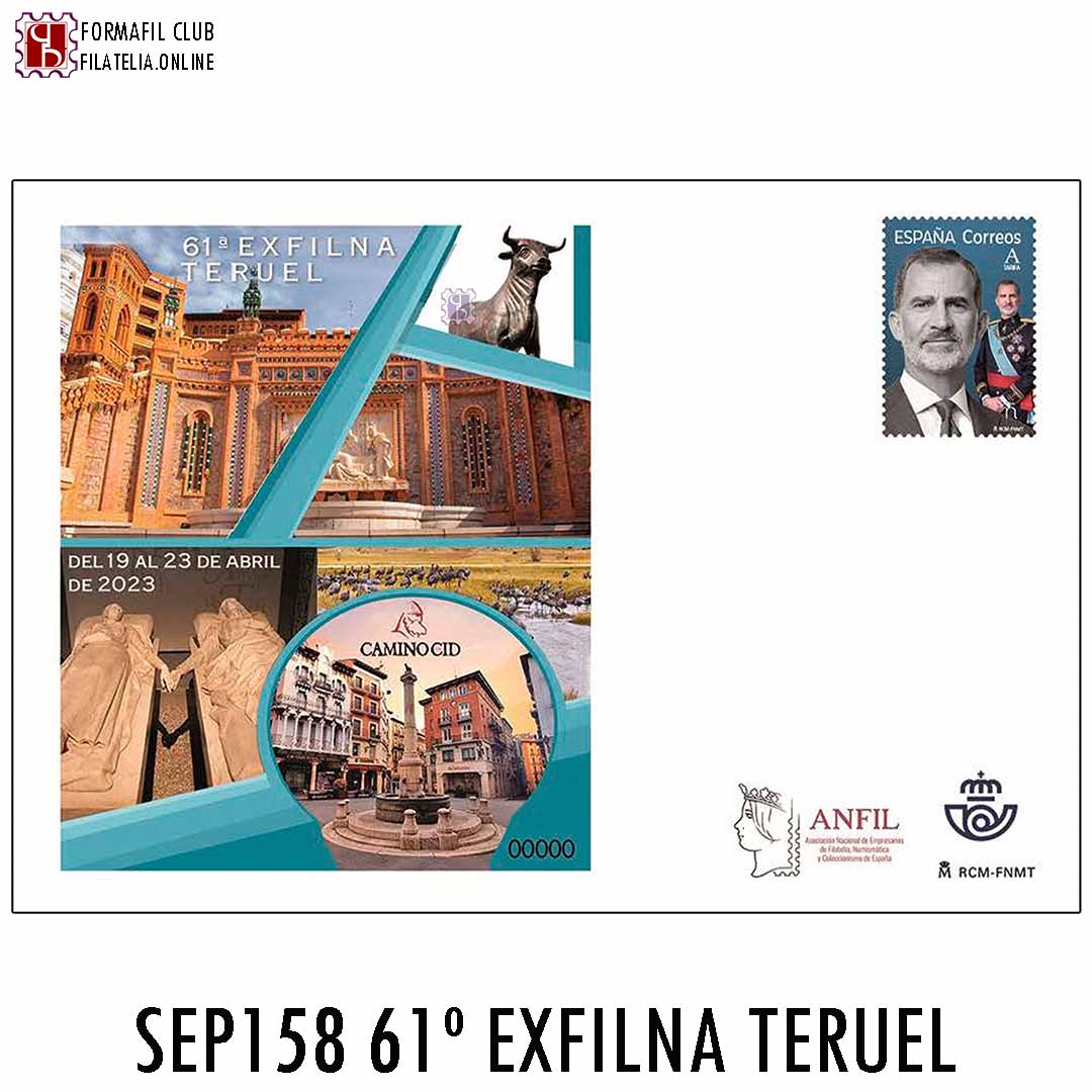 158 Sobre Entero Postal 61 Exfilna Teruel