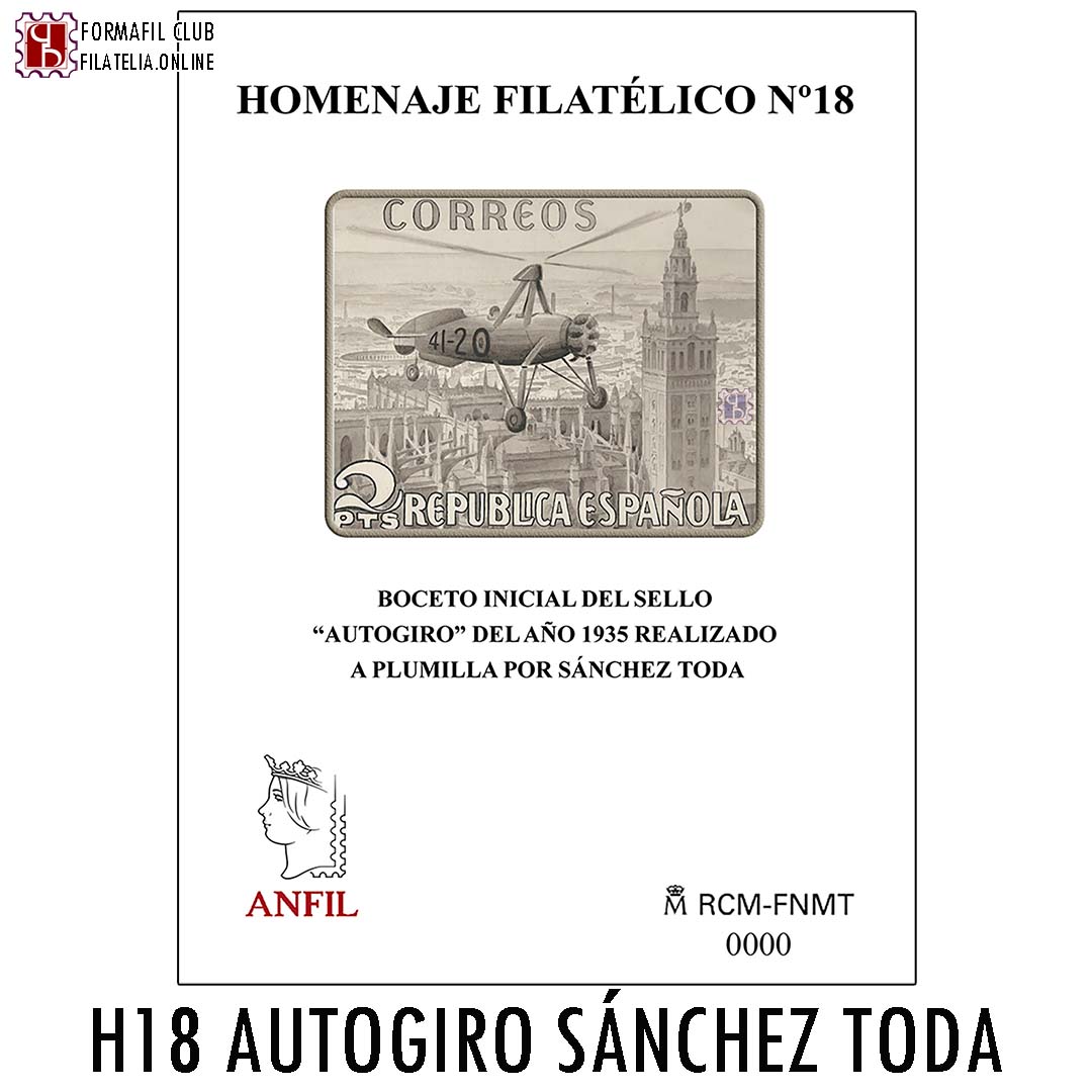 Homenaje Filatélico nº17 - Boceto inicial del sello "Autogiro" realizado por Sánchez Toda en 1935