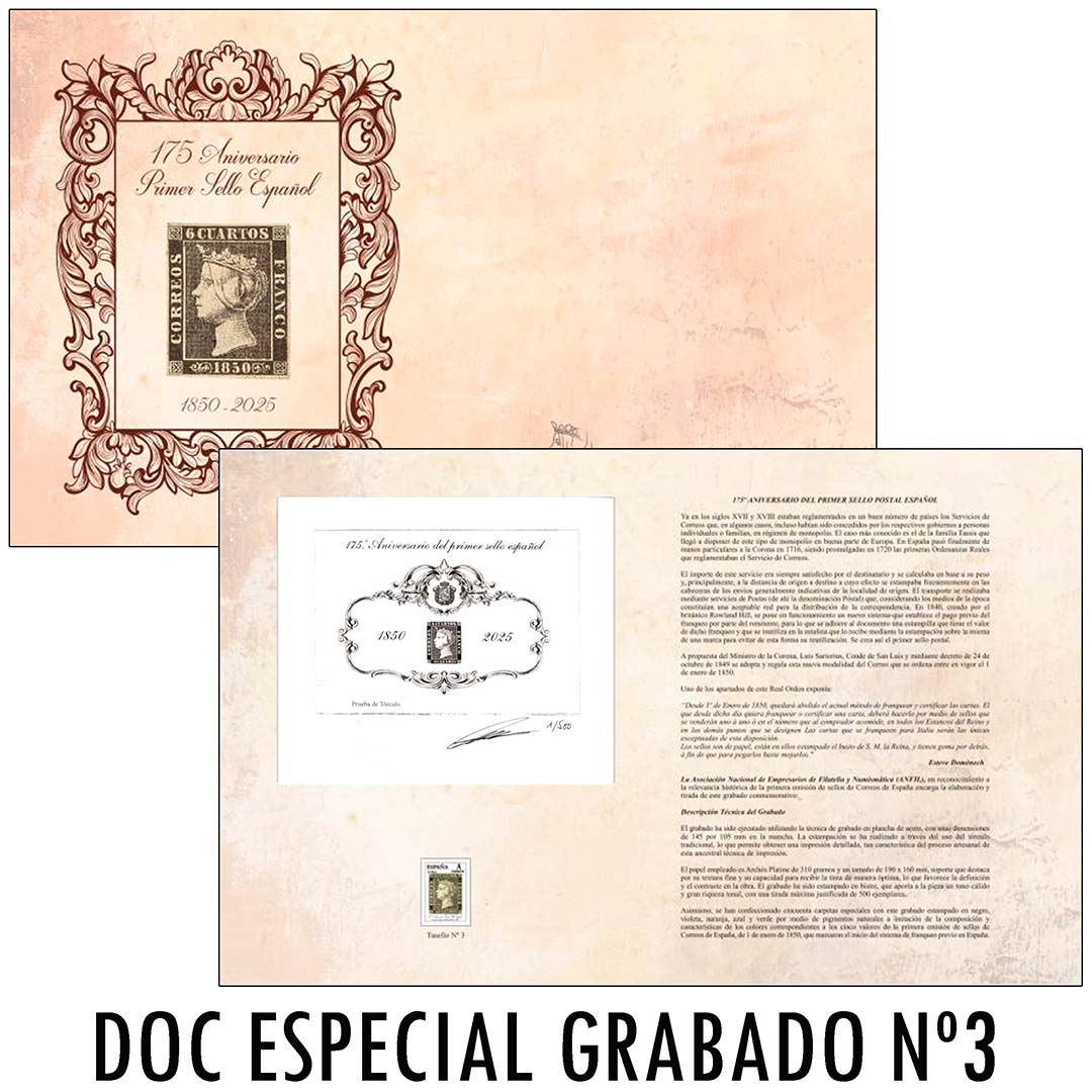 Documento Filatelico Especial Grabado Filatelico 3