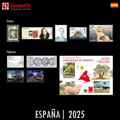 Colección de Sellos emitidos en España en el año 2025