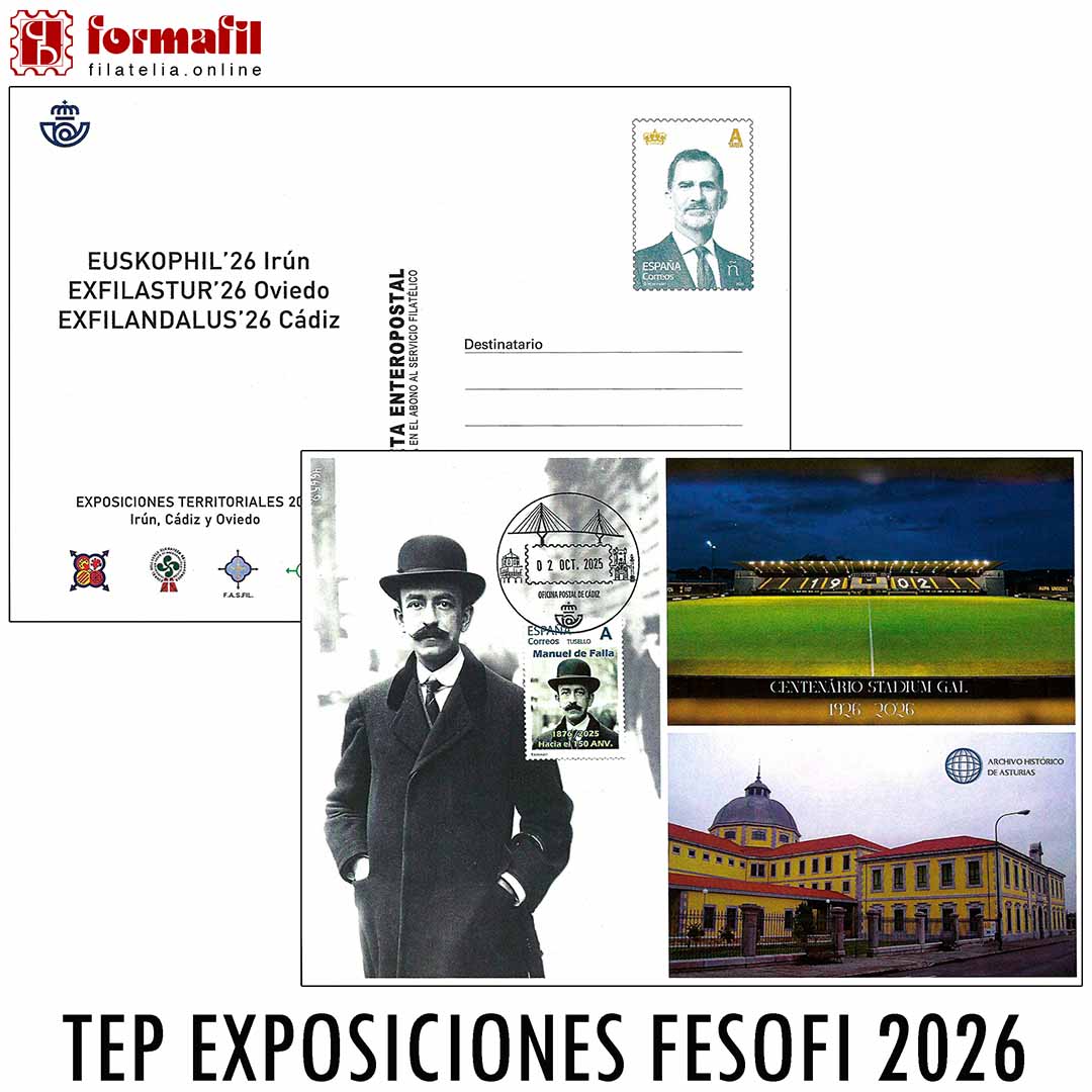 Tarjeta Entero Postal 2026 – Exposiciones Federaciones Territoriales FESOFI